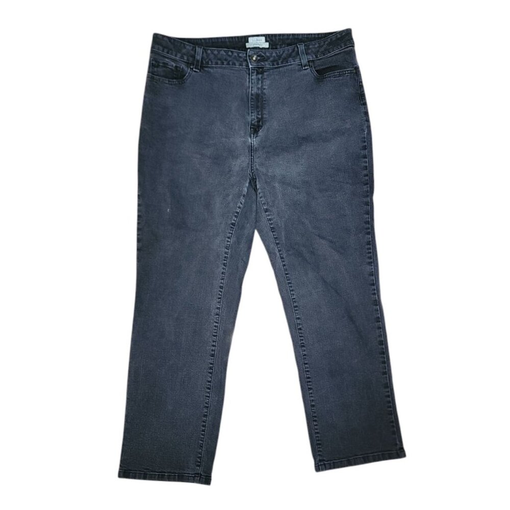 LL Bean Jeans Womens Plus Size 18 Petite 18P Dark Gray Classic Fit Straight Leg - Picture 1 of 6